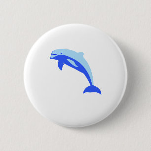 Cheery Blue Jumping Dolfijn Ocean Cartoon Ronde Button 5,7 Cm