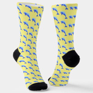 Cheery Blue Jumping Dolfijn Ocean Cartoon Sokken