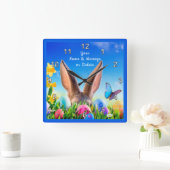 Cheery Bunny, Daffodils persoonlijke paasklok Vierkante Klok (Huis)