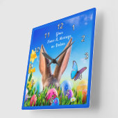 Cheery Bunny, Daffodils persoonlijke paasklok Vierkante Klok (Hoek)