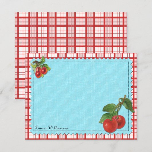Cheery Cherry - Aangepaste platte notitiekaarten Notitiekaartje (Voorkant / Achterkant)