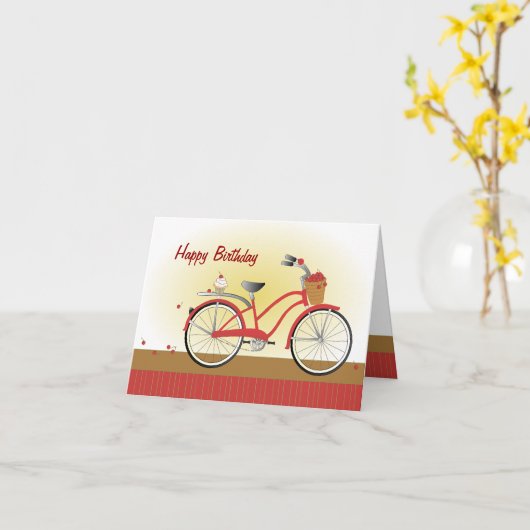 Cheery Cherry Bicycle Kaart (Gele Bloem)