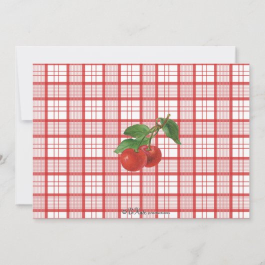 Cheery Cherry Birthday Party Invitation Kaart (Achterkant)