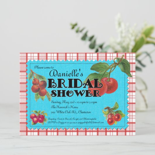 Cheery Cherry Bridal Shower Kaart (Staand voorkant)