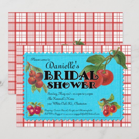 Cheery Cherry Bridal Shower Kaart (Voorkant / Achterkant)