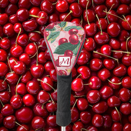 Cheery Cherry Retro Pink Monogrammed  Golfheadcover