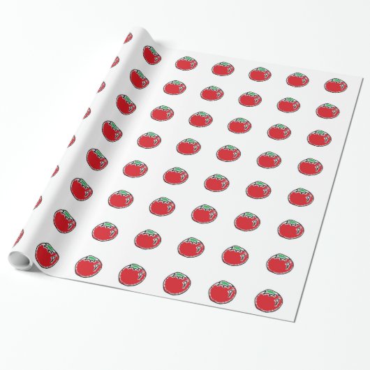 Cheery Cherry Tomato Cartoon Cadeaupapier (Uitgerold)