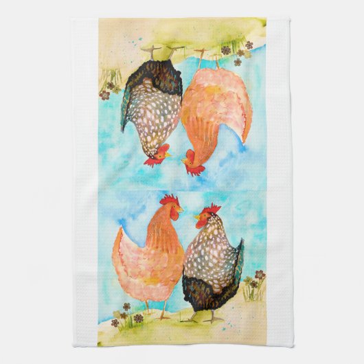 Cheery Chickens Dishtowel Theedoek (Verticaal)