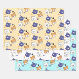 Cheery Colorful Cartoon Cat Inpakpapier Vel