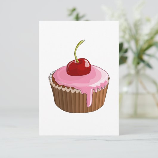 Cheery Cupcake Uitnodigingen (Staand voorkant)