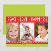 Cheery Holiday Chevron Stripes 3-fotokaart Feestdagenkaart (Voorkant / Achterkant)