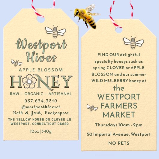 Cheery Honey label met gestileerde bloem & schatti Cadeaulabel