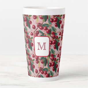 Cheery Monogrammed  Roze 'Cherry Pop' Latte Mok