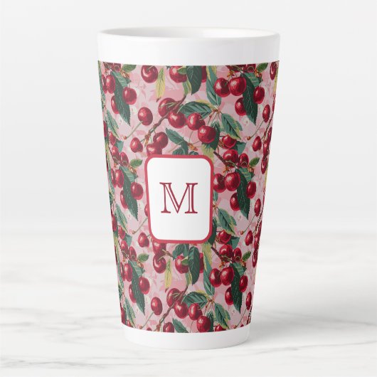 Cheery Monogrammed  Roze 'Cherry Pop' Latte Mok (Voorkant)