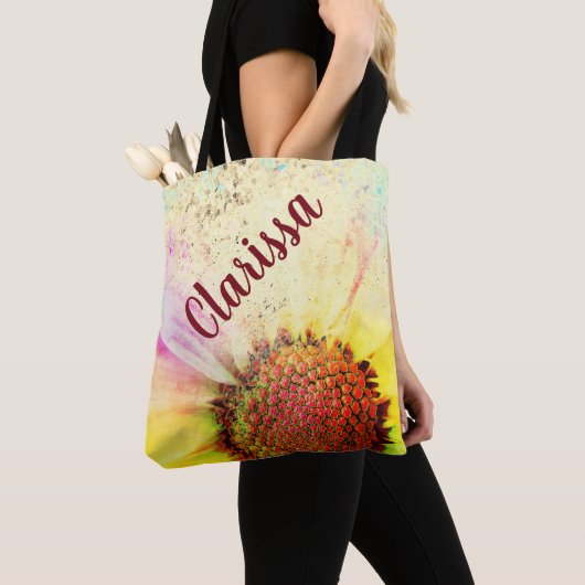 Cheery Pastel Sunflower Tote Bag (Dichtbij)