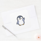 Cheery Penguin – Cute Kawaii Illustration Vierkante Sticker (Envelop)