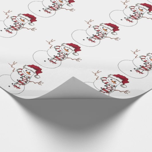 Cheery Red en White Snowman Wrapping Paper Cadeaupapier (Hoek)