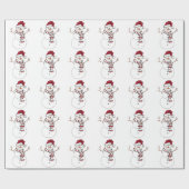 Cheery Red en White Snowman Wrapping Paper Cadeaupapier (Vlak)