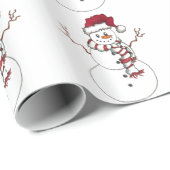 Cheery Red en White Snowman Wrapping Paper Cadeaupapier (Rol Hoek)