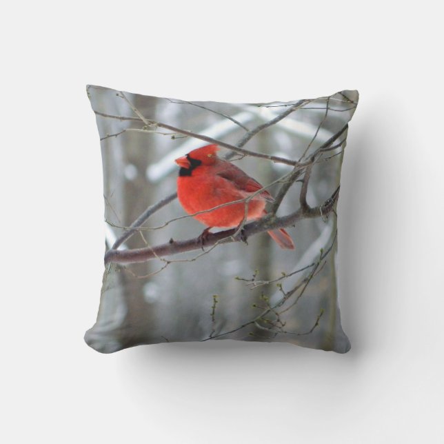 Cheery Red Kardinaal Pillow Kussen (Voorkant)