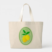 Cheery Retro Zonnige Gele Citroen Grote Tote Bag (Achterkant)