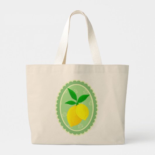 Cheery Retro Zonnige Gele Citroen Grote Tote Bag (Achterkant)