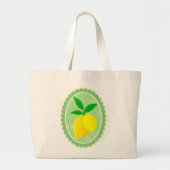 Cheery Retro Zonnige Gele Citroen Grote Tote Bag (Voorkant)