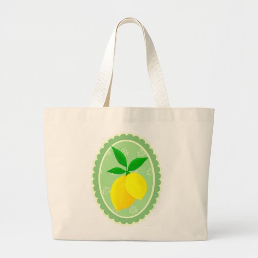 Cheery Retro Zonnige Gele Citroen Grote Tote Bag (Voorkant)