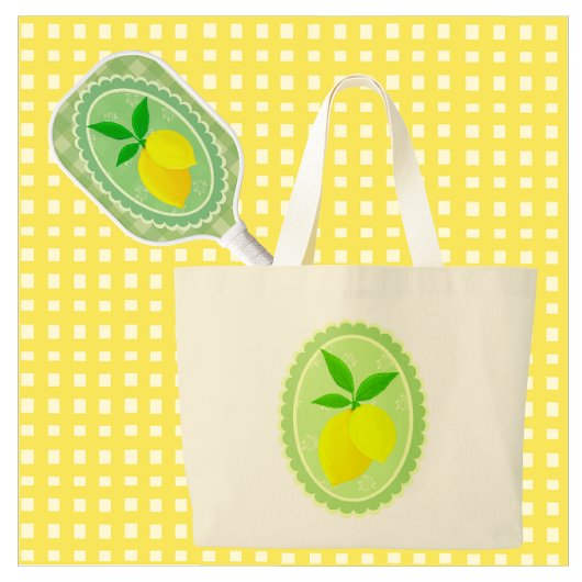 Cheery Retro Zonnige Gele Citroen Grote Tote Bag