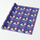 Cheery Santa Claus cartoon with snowman Christmas Cadeaupapier (Uitgerold)
