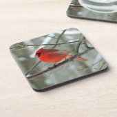 Cheery Winter Kardinaal Cork Onderzetter (Linkerzijde)