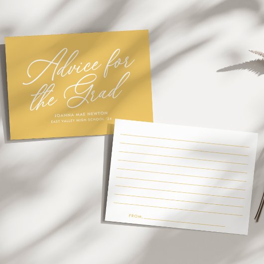 Cheery Yellow Script-Afstuderen Advieskaart