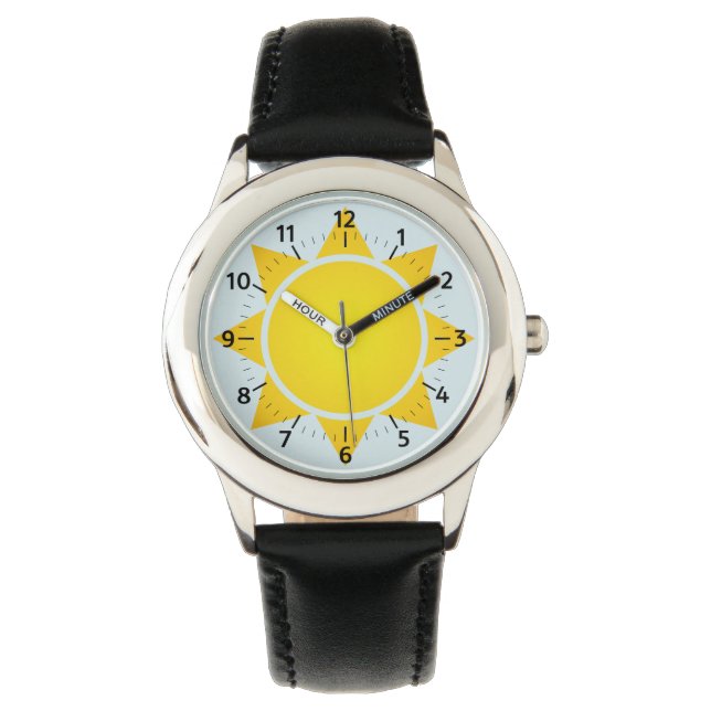 Cheery Yellow Sun Horloge (Voorkant)