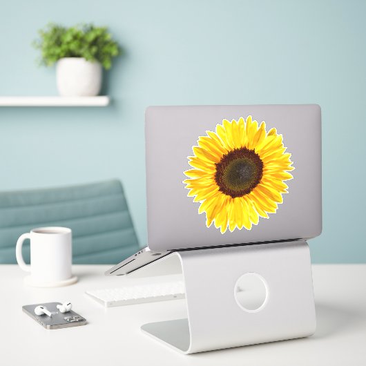 Cheery Yellow Sunflower Sticker (Laptop op bureau)