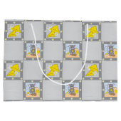 Cheese and Mouse Baby shower Geel Grijs Cadeauzakj Groot Cadeauzakje (Achterkant)