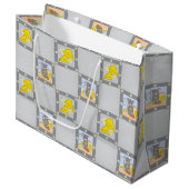 Cheese and Mouse Baby shower Geel Grijs Cadeauzakj Groot Cadeauzakje (Voorkant Gekanteld)