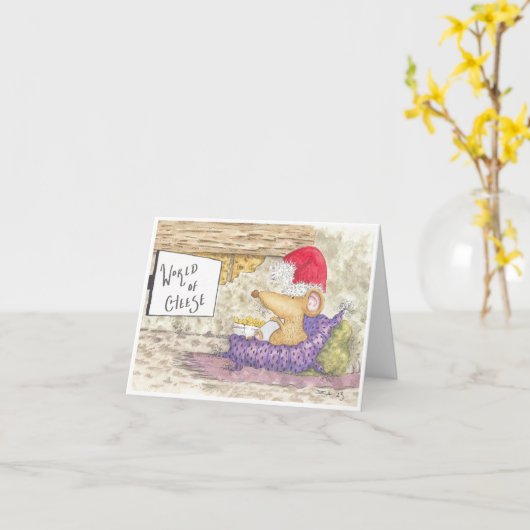 Cheese and Mouse Kerstmis Kaart (Gele Bloem)