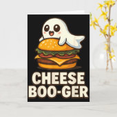 Cheese Boo-ger Cute Ghost Burger Funny Food Pun Ha Kaart (Gele Bloem)