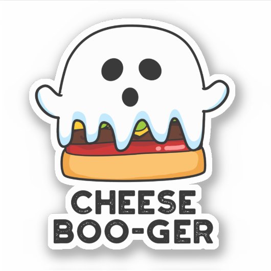 Cheese Boo-ger Funny Ghost Cheeseburger Pun Sticker (Voorkant)