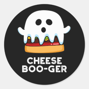 Cheese Boo-ger Funny Ghost Pun Dark BG Ronde Sticker