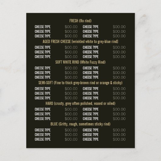 Cheese Display, Cheesemonger Adverteren Flyer (Achterkant)