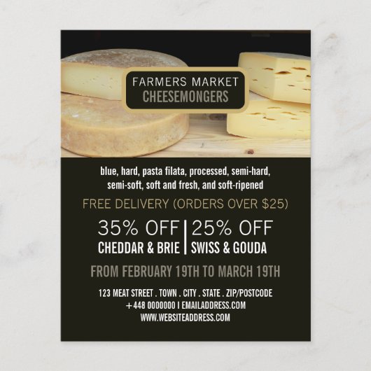 Cheese Display, Cheesemonger Adverteren Flyer (Voorkant)