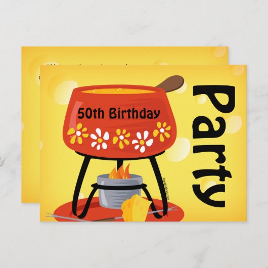 Cheese Fondue Briefkaart Invitation (Voorkant / Achterkant)