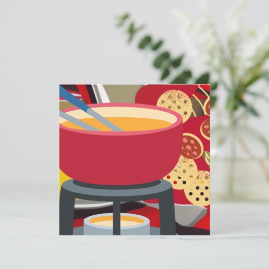 Cheese Fondue Feestdagenkaart (Staand voorkant)