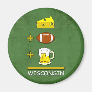 Cheese Football Beer Equal Wisconsin Funny Magneet