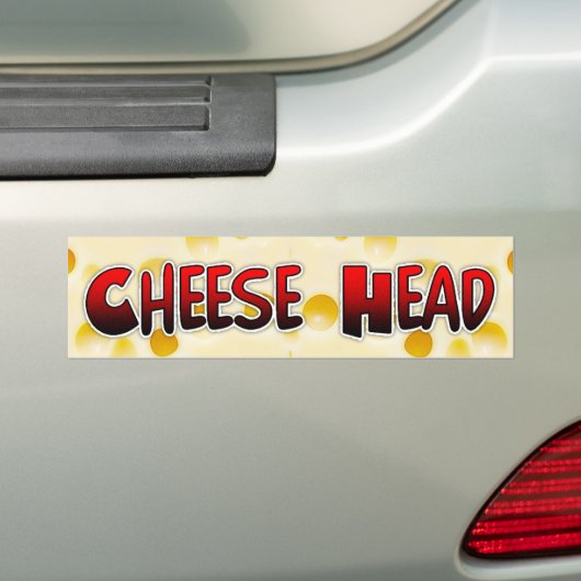 Cheese Head Wisconsin Humor Bumpersticker (Op auto)