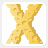 Cheese Letter X Typography Vierkante Sticker (Voorkant)