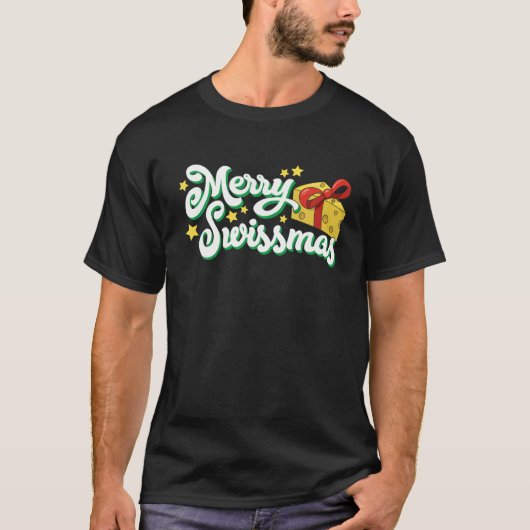 Cheese Lover met kerstmis pun Merry Swissmas Foodi T-shirt (Voorkant)
