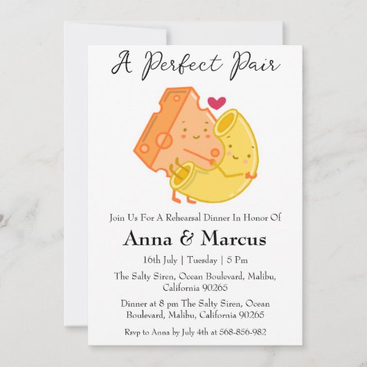 Cheese & Macaroni een perfect bruidsdiner Kaart (Voorkant)