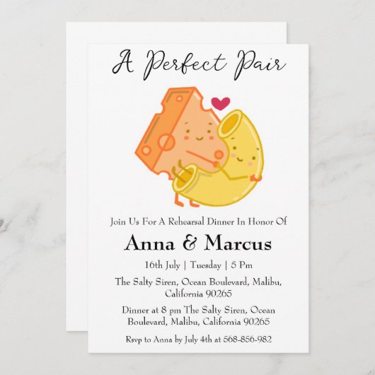 Cheese & Macaroni een perfect bruidsdiner Kaart (Voorkant / Achterkant)